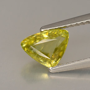 0.93 ct Yellow Sphene Gemstone, Sphene Gem in Trillion Facet Shape for Sale.