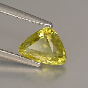 0.93 ct Yellow Sphene Stone, Natural Sphene in Trillion Facet Shape for Sale