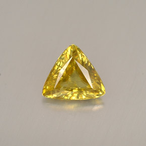 0.63 ct Yellow Sphene Gemstone, Sphene Gem in Trillion Facet Shape for Sale.