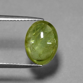 3.57 ct Green Sphene Stone, Natural Sphene in Oval Cabochon Shape for Sale