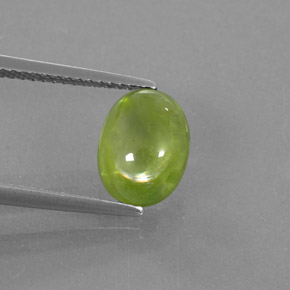 2.93 ct Green Sphene Gemstone, Sphene Gem in Oval Cabochon Shape for Sale.