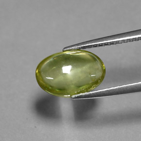2.07 ct Green Sphene Gemstone, Sphene Gem in Oval Cabochon Shape for Sale.