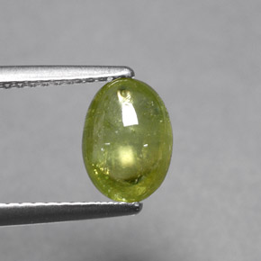1.66 ct Green Sphene Stone, Natural Sphene in Oval Cabochon Shape for Sale