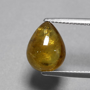 4.36 ct Yellow Sphene Gemstone, Sphene Gem in Pear Cabochon Shape for Sale.
