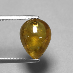 4.36 ct Yellow Sphene Stone, Natural Sphene in Pear Cabochon Shape for Sale
