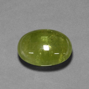 21.01 ct Green Sphene Gemstone, Sphene Gem in Oval Cabochon Shape for Sale.