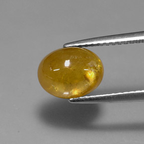 3.24 ct Yellow Sphene Gemstone, Sphene Gem in Oval Cabochon Shape for Sale.