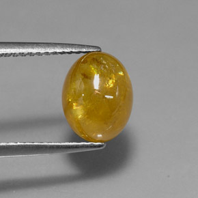 3.24 ct Yellow Sphene Stone, Natural Sphene in Oval Cabochon Shape for Sale