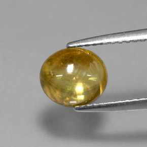 2.04 ct Yellow Sphene Gemstone, Sphene Gem in Oval Cabochon Shape for Sale.