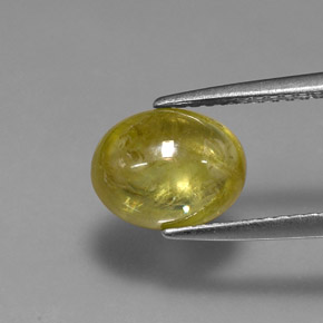 2.42 ct Yellow Sphene Gemstone, Sphene Gem in Oval Cabochon Shape for Sale.