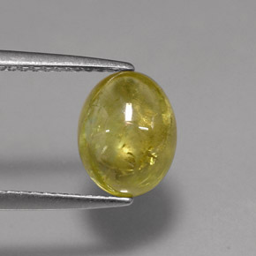 2.42 ct Yellow Sphene Stone, Natural Sphene in Oval Cabochon Shape for Sale