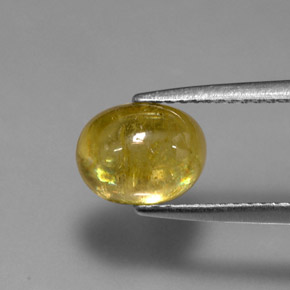2.58 ct Yellow Sphene Gemstone, Sphene Gem in Oval Cabochon Shape for Sale.