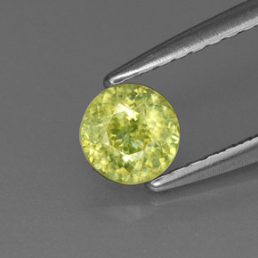 0.44 ct Green Sphene Gemstone, Sphene Gem in Round Facet Shape for Sale.