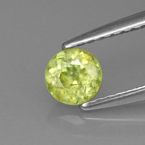 0.42 ct Green Sphene Gemstone, Sphene Gem in Round Facet Shape for Sale.