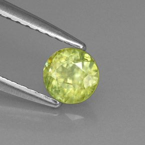 0.42 ct Green Sphene Stone, Natural Sphene in Round Facet Shape for Sale