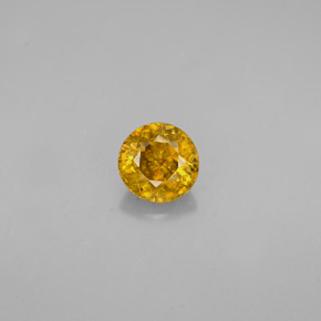 0.55 ct Yellow Sphene Gemstone, Sphene Gem in Round Facet Shape for Sale.