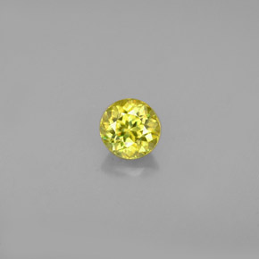 0.45 ct Yellow Sphene Gemstone, Sphene Gem in Round Facet Shape for Sale.