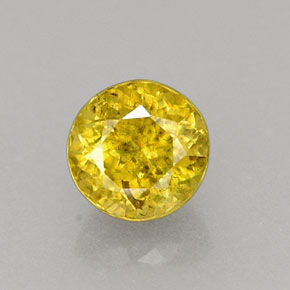 0.42 ct Yellow Sphene Gemstone, Sphene Gem in Round Facet Shape for Sale.