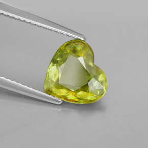 2.43 ct Green Sphene Stone, Natural Sphene in Heart Facet Shape for Sale