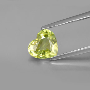 1.44 ct Green Sphene Gemstone, Sphene Gem in Heart Facet Shape for Sale.