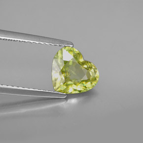 1.44 ct Green Sphene Stone, Natural Sphene in Heart Facet Shape for Sale