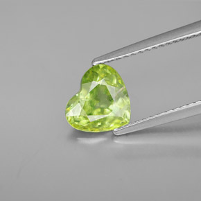 1.54 ct Green Sphene Gemstone, Sphene Gem in Heart Facet Shape for Sale.