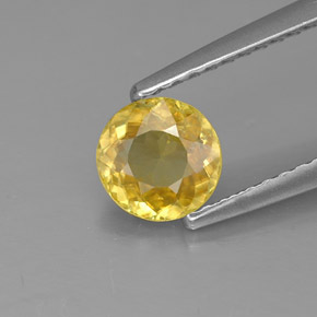 0.72 ct Yellow Sphene Gemstone, Sphene Gem in Round Facet Shape for Sale.