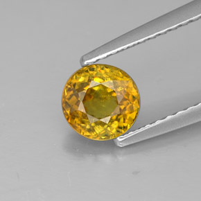 0.79 ct Yellow Sphene Gemstone, Sphene Gem in Round Facet Shape for Sale.