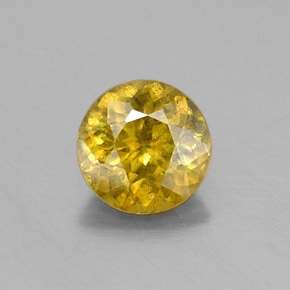 0.74 ct Gold Sphene Gemstone, Sphene Gem in Round Facet Shape for Sale.