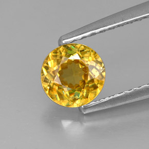 0.69 ct Yellow Sphene Gemstone, Sphene Gem in Round Facet Shape for Sale.