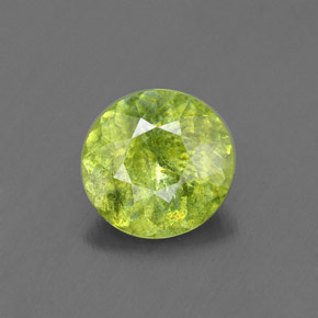 0.99 ct Green Sphene Gemstone, Sphene Gem in Round Facet Shape for Sale.