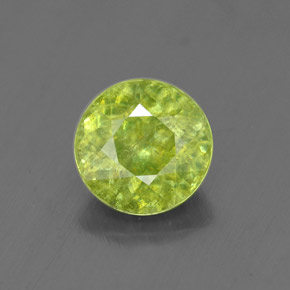1.76 ct Green Sphene Gemstone, Sphene Gem in Round Facet Shape for Sale.