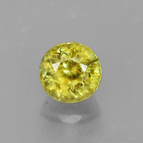 0.63 ct Yellow Sphene Gemstone, Sphene Gem in Round Facet Shape for Sale.