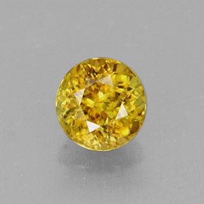 0.55 ct Yellow Sphene Gemstone, Sphene Gem in Round Facet Shape for Sale.