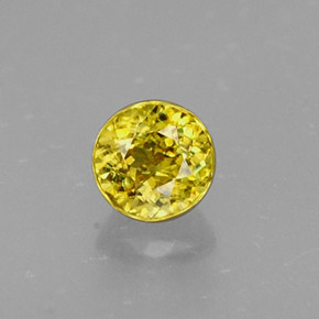0.41 ct Yellow Sphene Gemstone, Sphene Gem in Round Facet Shape for Sale.