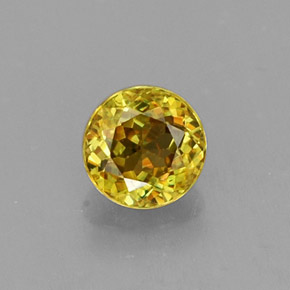 0.41 ct Yellow Sphene Gemstone, Sphene Gem in Round Facet Shape for Sale.