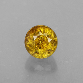 0.54 ct Gold Sphene Gemstone, Sphene Gem in Round Facet Shape for Sale.