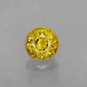 0.43 ct Yellow Sphene Gemstone, Sphene Gem in Round Facet Shape for Sale.