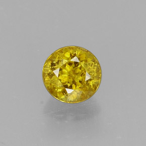 0.43 ct Yellow Sphene Gemstone, Sphene Gem in Round Facet Shape for Sale.