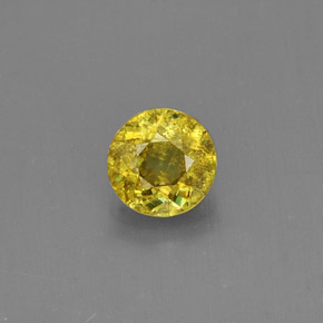 0.51 ct Yellow Sphene Gemstone, Sphene Gem in Round Facet Shape for Sale.
