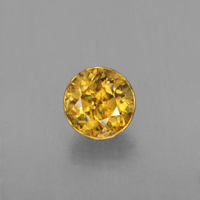 0.39 ct Yellow Sphene Gemstone, Sphene Gem in Round Facet Shape for Sale.