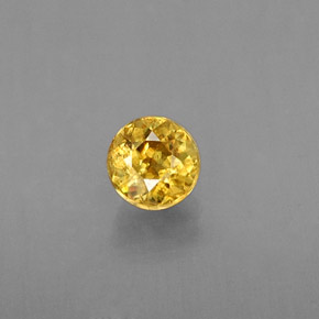 0.21 ct Yellow Sphene Gemstone, Sphene Gem in Round Facet Shape for Sale.