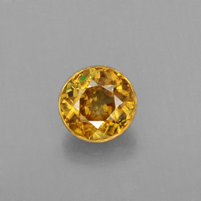 0.43 ct Yellow Sphene Gemstone, Sphene Gem in Round Facet Shape for Sale.