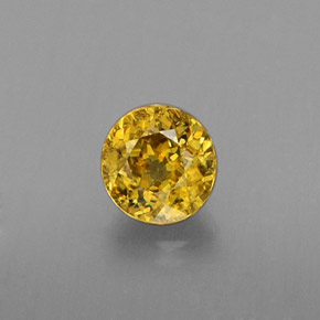 0.42 ct Yellow Sphene Gemstone, Sphene Gem in Round Facet Shape for Sale.