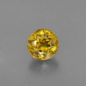0.43 ct Yellow Sphene Gemstone, Sphene Gem in Round Facet Shape for Sale.