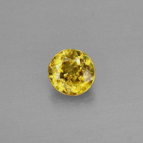 0.49 ct Yellow Sphene Gemstone, Sphene Gem in Round Facet Shape for Sale.