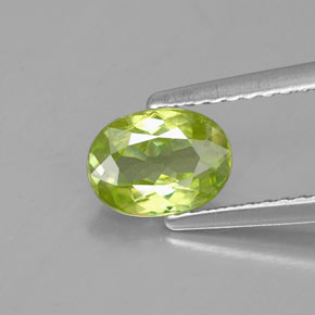 0.84 ct Green Sphene Gemstone, Sphene Gem in Oval Facet Shape for Sale.