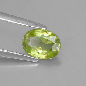 0.84 ct Green Sphene Stone, Natural Sphene in Oval Facet Shape for Sale