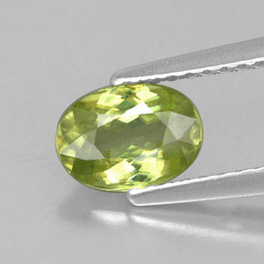 0.96 ct Green Sphene Gemstone, Sphene Gem in Oval Facet Shape for Sale.