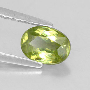 0.96 ct Green Sphene Stone, Natural Sphene in Oval Facet Shape for Sale